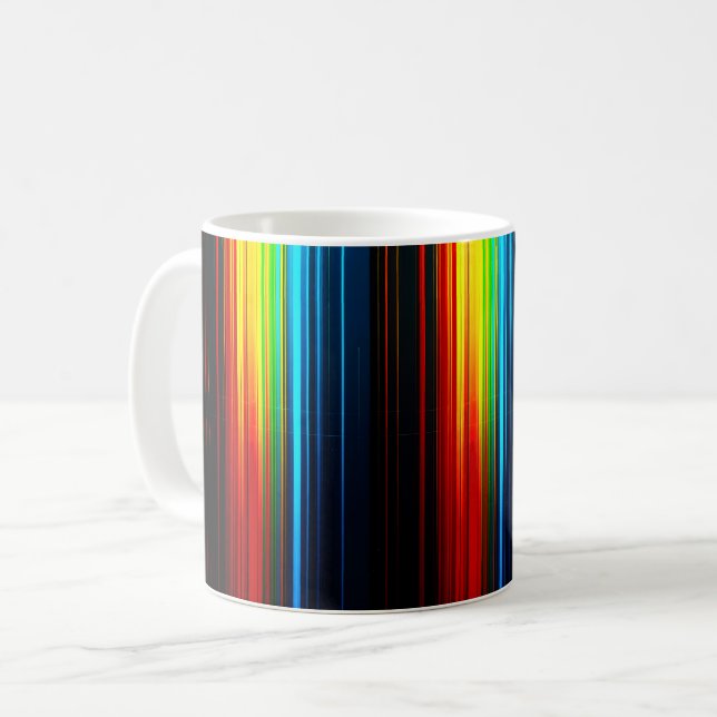 Caneca De Café Barras de Cor Abstratas Brilhantes (Frente Esquerda)