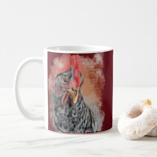 Caneca De Café Barred Rock Hen (Com Donut)