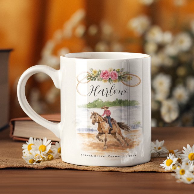 Caneca De Café Barrel Racing Cowgirl | Monogram Rodeo (Criador carregado)