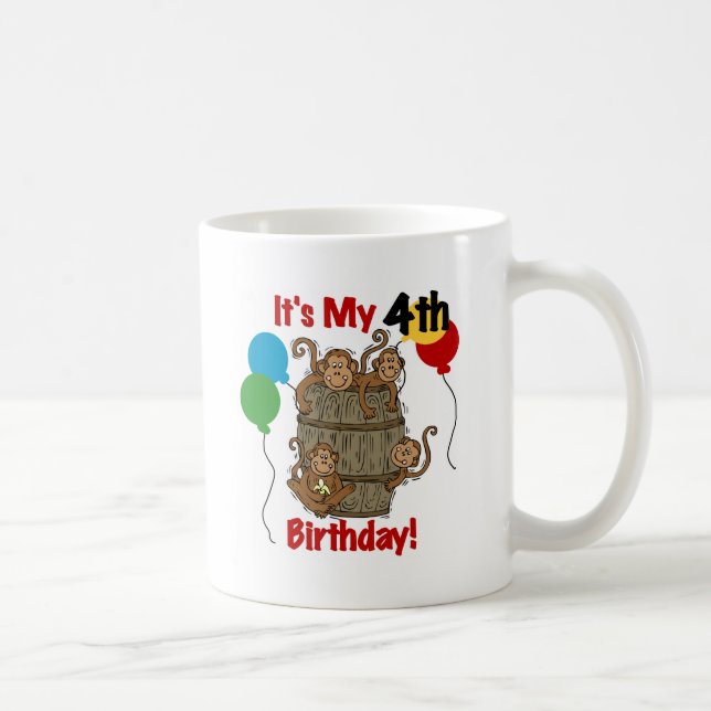 Caneca De Café barril de macacos 4º aniversário (Direita)