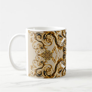 Caneca De Café Barroco Conhece Leopardo: Fundo do Ouro