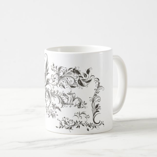 Caneca De Café Barroco Noir - Design de Mug com Ornamental Escura (Frente Esquerda)