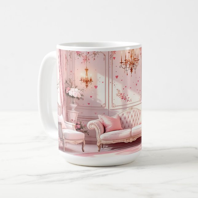 Caneca De Café Barroco Rosa (Frente Esquerda)