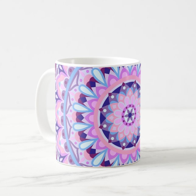Caneca De Café Base Roxa Mandala Mug (Frente Esquerda)