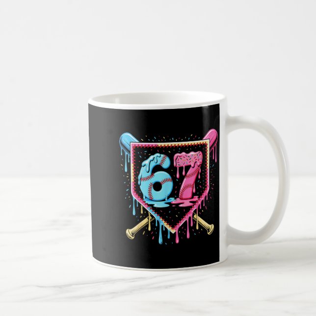 Caneca De Café Baseball 67 Sorvete Drip Engraçado Seis Sete Meme  (Direita)