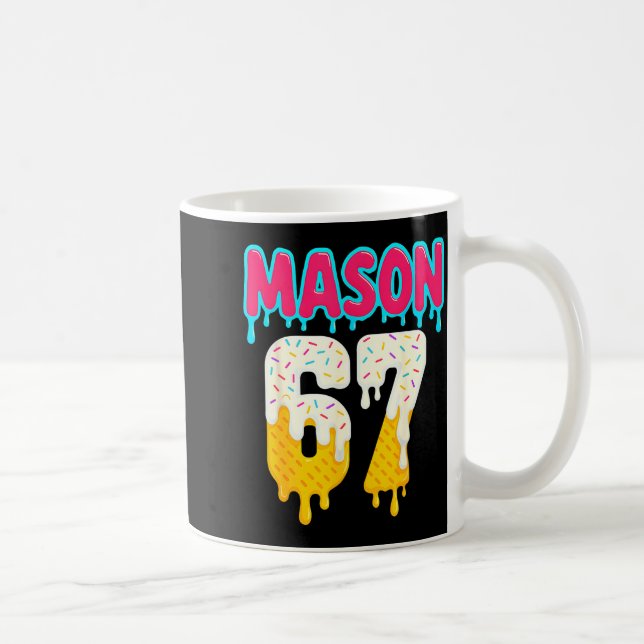 Caneca De Café Baseball 6 7 Ice Cream Drip Number 67 Funny Six Se (Direita)