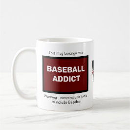 Caneca De Café Baseball Addicto Adicione Seu Nome Monograma Inici
