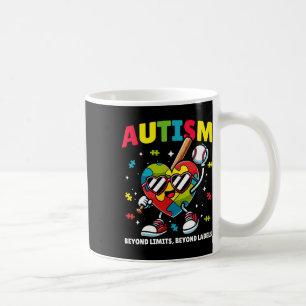Caneca De Café Baseball Autismo Consciência Colorida Coração de Q