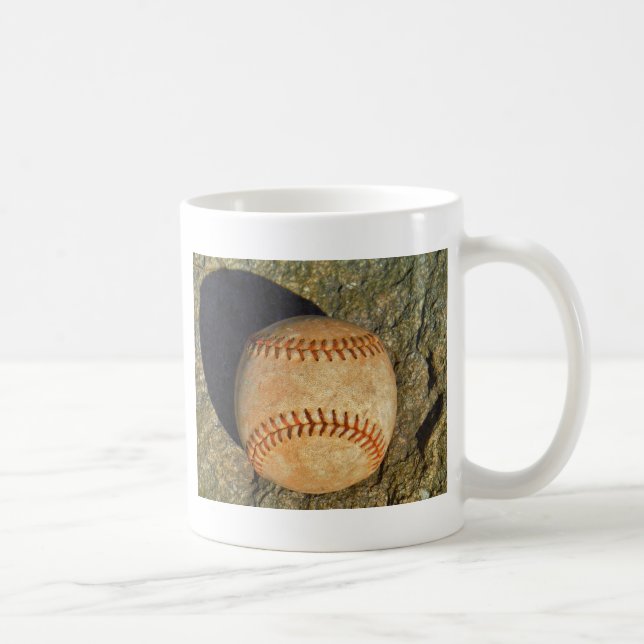 Caneca De Café Baseball Branco Vintage com costura vermelha (Direita)