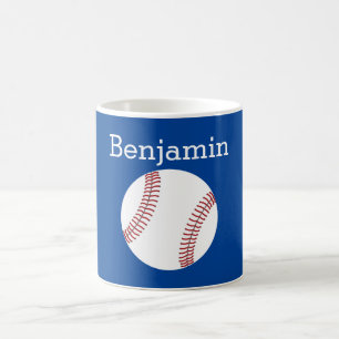 Caneca De Café Baseball com nome personalizado - Azul