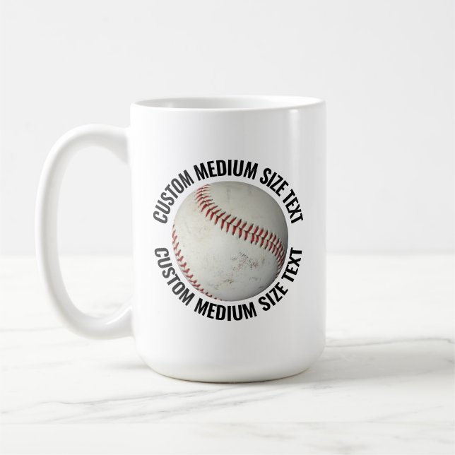Caneca De Café Baseball de Texto Personalizado Médio 450ml Person (Esquerda)