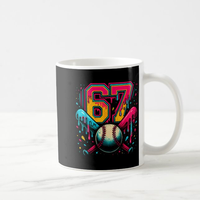Caneca De Café Baseball Drip 6 7 Number 67 Six Seven Meme Mens Bo (Direita)