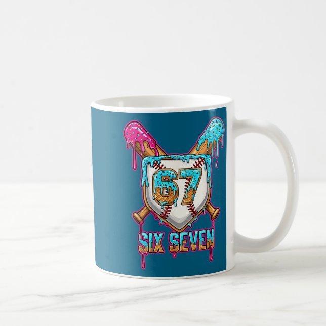 Caneca De Café Baseball Drip Number 67 Player 6-7 Six Seven Meme  (Direita)