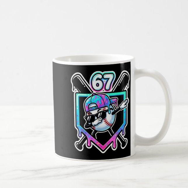 Caneca De Café Baseball Ice Cream Drip 67 Player Dabbing Six Seve (Direita)