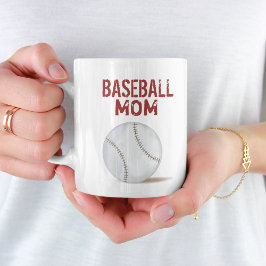 Caneca De Café Baseball Mãe Typografia Red Sports