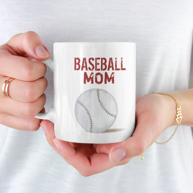 Caneca De Café Baseball Mãe Typografia Red Sports (Criador carregado)