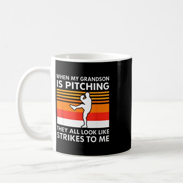 Caneca De Café Baseball Neto Quando Meu Neto Está Lançando O (Esquerda)