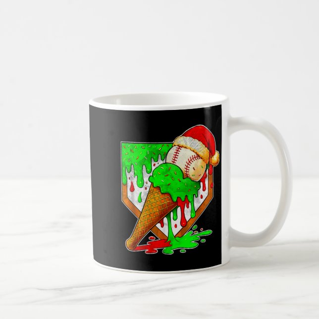 Caneca De Café Baseball Xmas Christmas Baseball Ice Cream Drip Bo (Direita)