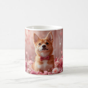Caneca De Café Basenji com Rosas - Dia dos Namorados