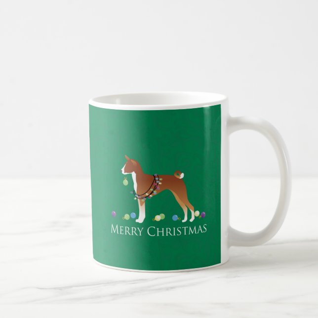 Caneca De Café Basenji Dog Felry Design de Natal (Direita)