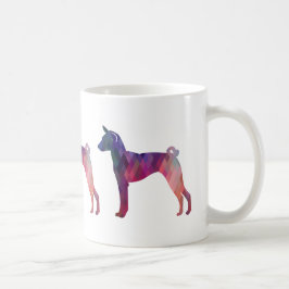 Caneca De Café Basenji Dog Geo Pattern Silhouette Pink