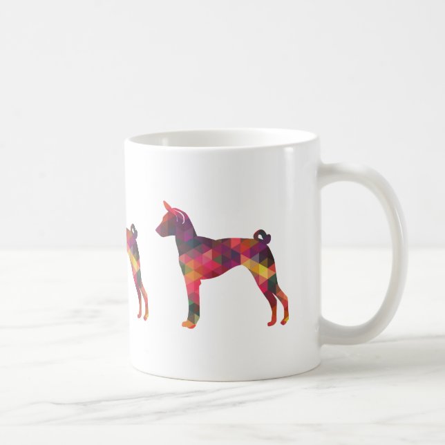 Caneca De Café Basenji Geométrico Pattern Silhouette (Direita)