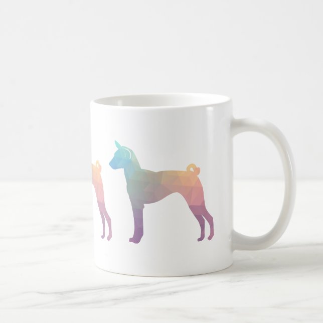 Caneca De Café Basenji Geométrico Pattern Silhouette Pastel (Direita)