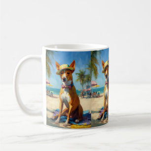 Caneca De Café Basenji na praia, presente de verão para amantes d