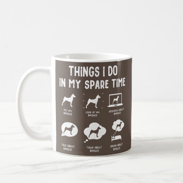 Caneca De Café Basenji Things Do Spare Time Funny Dog Mom Dad  (Esquerda)