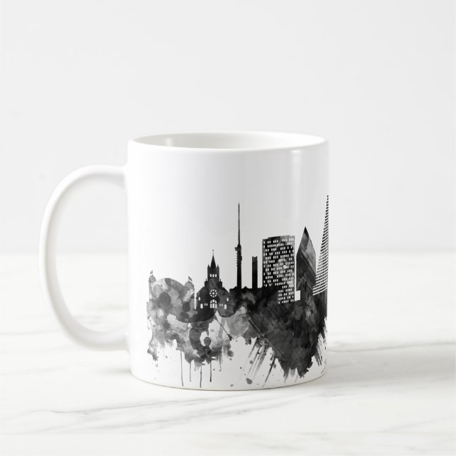 Caneca De Café Basileia Suiça Skyline BW (Esquerda)
