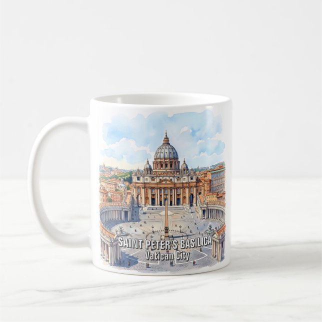 Caneca De Café Basílica de São Pedro personalizada Cidade do Vati (Esquerda)