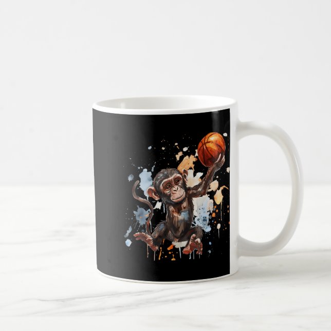 Caneca De Café Basketba-macaco-macaco-Trabalho de arte de basquet (Direita)