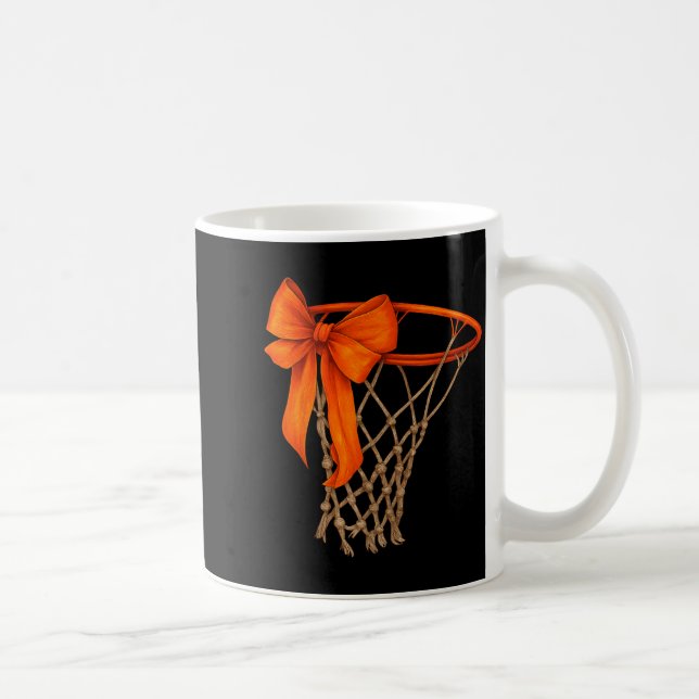 Caneca De Café Basketball Hoop With Bow Cute Basketball Aesthetic (Direita)
