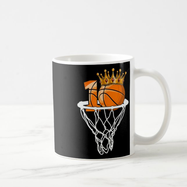Caneca De Café Basquete Feliz 10º Aniversário Bola 10 Anos (Direita)