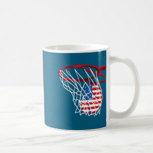 Caneca De Café Basquete Patriótico Americano 4 de Julho Bandeira