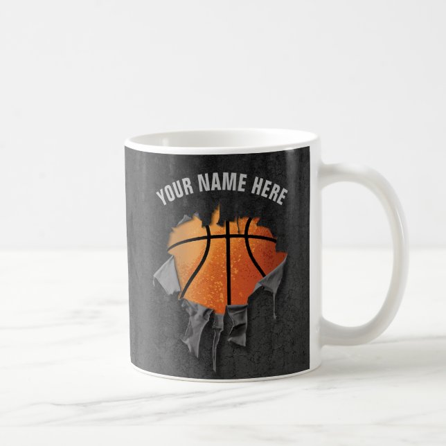 Caneca De Café Basquete Torn (Personalizado) (Direita)