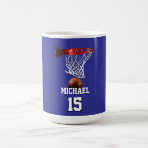 Caneca De Café Basquetebol Adicione seu Nome e Número Pop Art