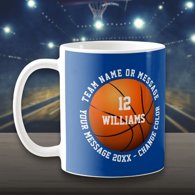 Caneca De Café Basquetebol com Nome Personalizado e Número da Equ (Custom Name Number Team Name Basketball Coffee Mug)