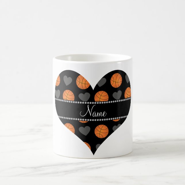 Caneca De Café Basquetebol e corações pretos conhecidos feitos (Centro)