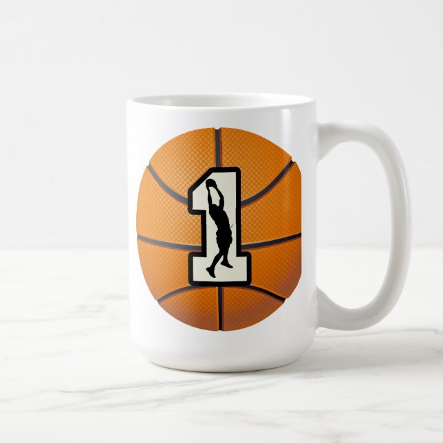 Caneca De Café Basquetebol e jogadores do número 1 (Direita)