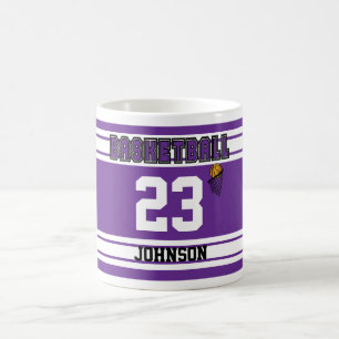 Caneca De Café Basquetebol roxo e branco