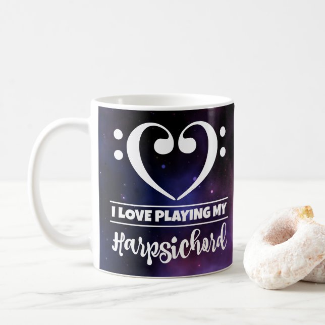 Caneca De Café Bass Clef Hearple Nebula Roxo Love Harsichord (Com Donut)