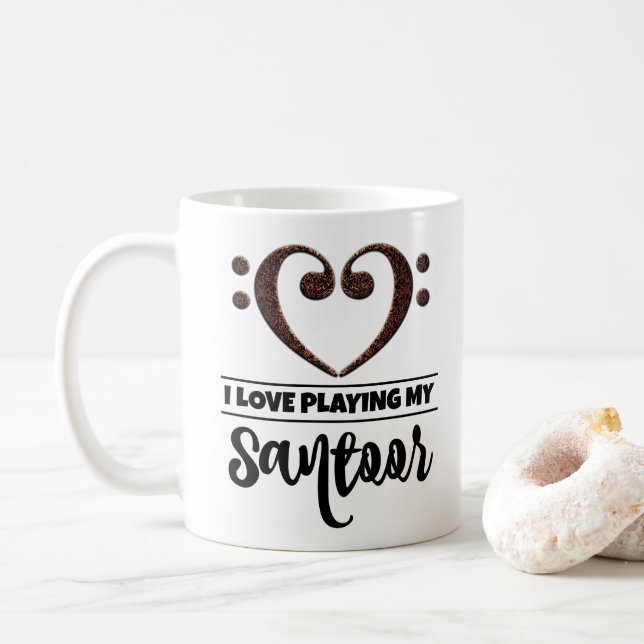 Caneca De Café Bass Clef Heart Eu Adoro Tocar Meu Santoor (Com Donut)