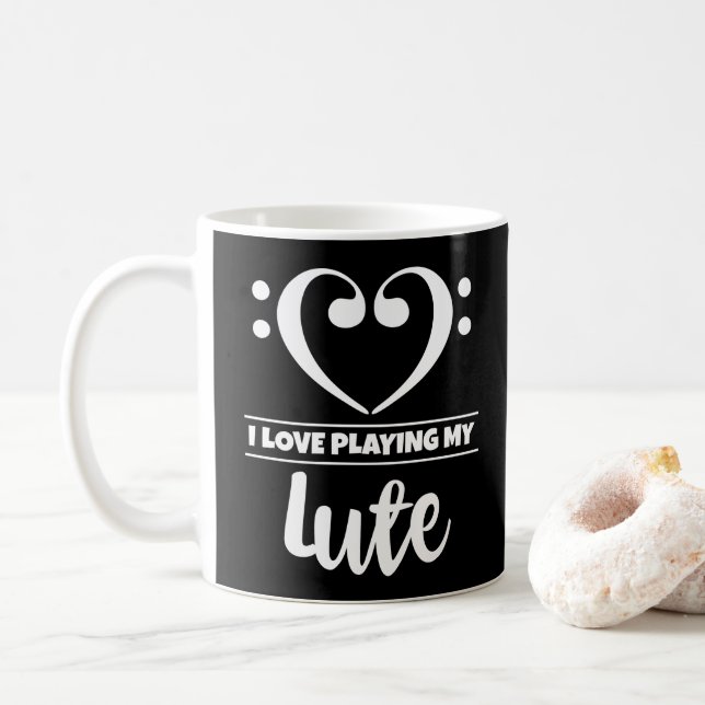 Caneca De Café Bass Clef Heart Eu Adoro Tocar Minha Luta (Com Donut)