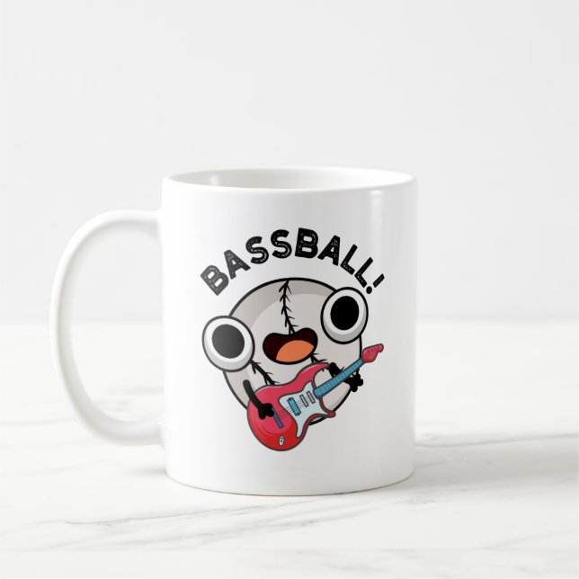 Caneca De Café Bass Funny Baseball Bass Guitarrista Pun (Esquerda)