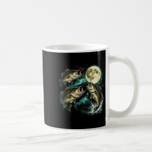 Caneca De Café Bass uivando para a lua angler vintage
