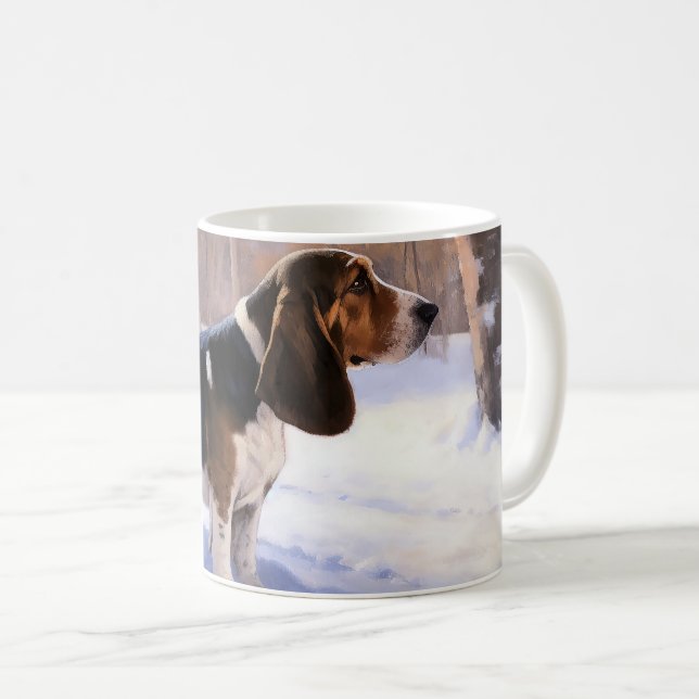 Caneca De Café Basset Hound Deixe-O Neve Natal (Frente Esquerda)
