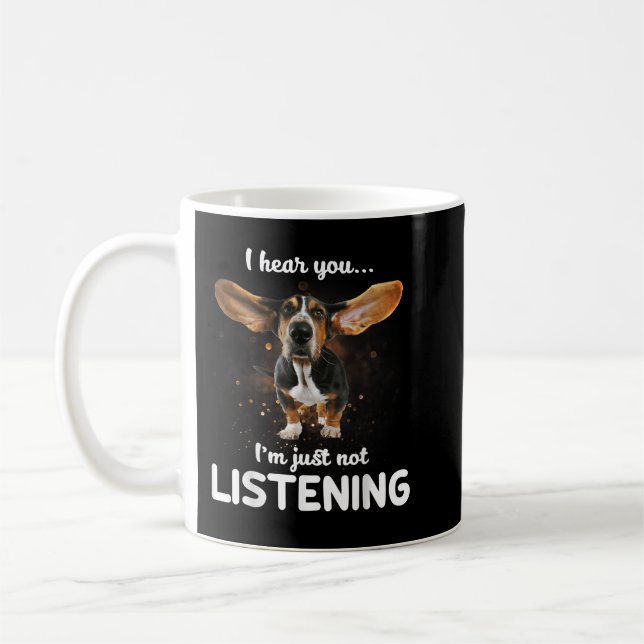 Caneca De Café Basset Hound, ouço você não escutar (Esquerda)