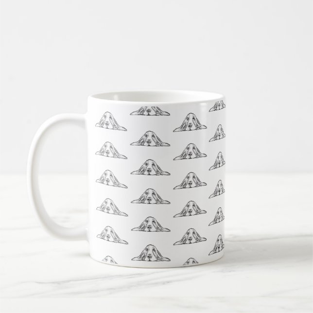 Caneca De Café basset hound preto branco simples olhos de cachorr (Esquerda)