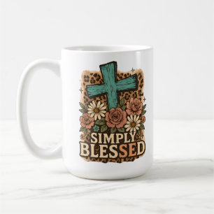 Caneca De Café Bastante Abençoada Flores Cristãs Cruzadas